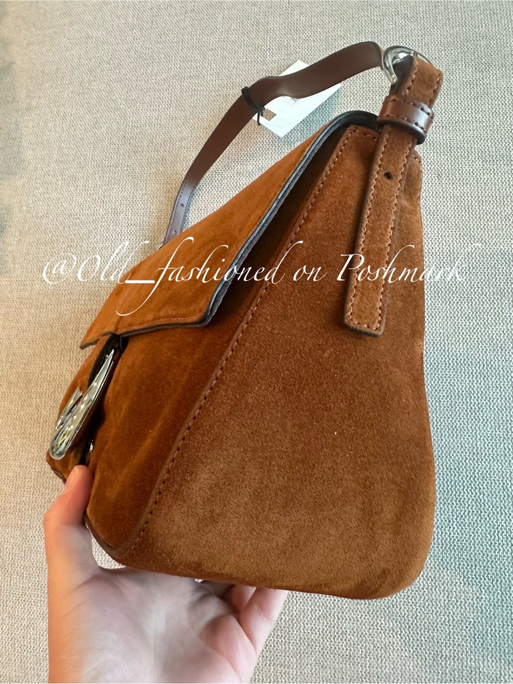 STAUD Medium Harlow Suede Shoulder Bag - Tabac - Picture 8 of 12